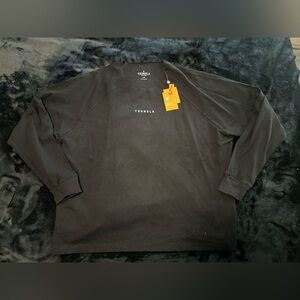 NEW Mens YoungLA 815 Raw Neck Cloud Long Sleeve T-Shirt - Black Size Large